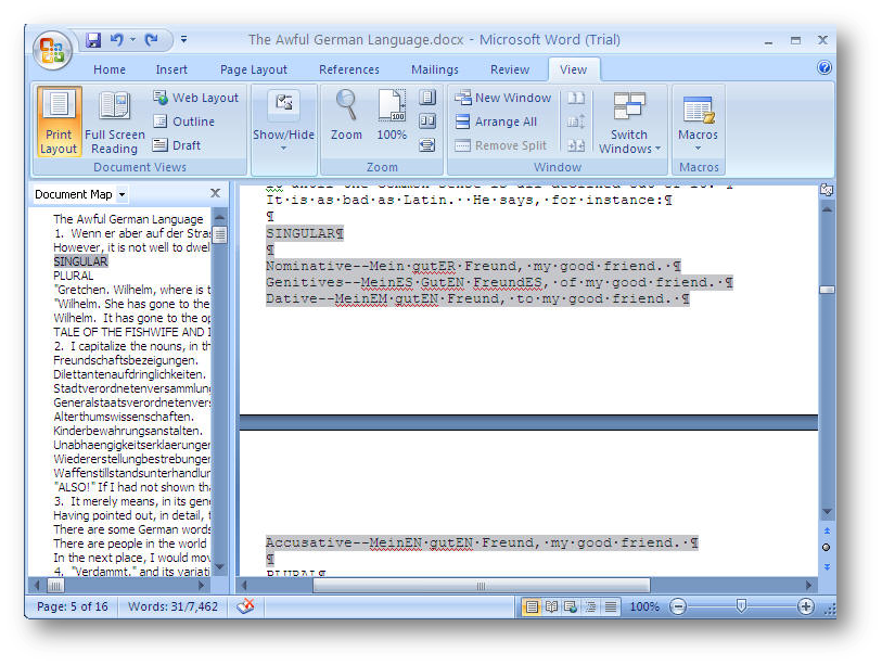 [MSWord 2007 document map]