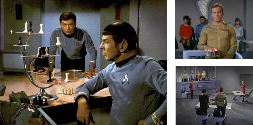 Images from scenes in the Star Trek episode "Court Martial"
