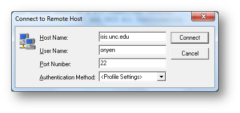 Connect to Remote Host dialog box