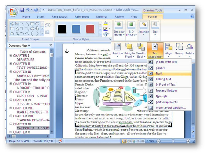 [MSWord 2007 object manipulation tools - wrapping]
