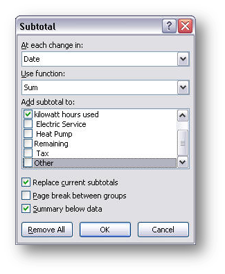 [add subtotal to option in dialog box]