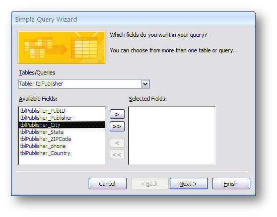 query wizard.select source