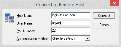 Connect to Remote Host dialog box