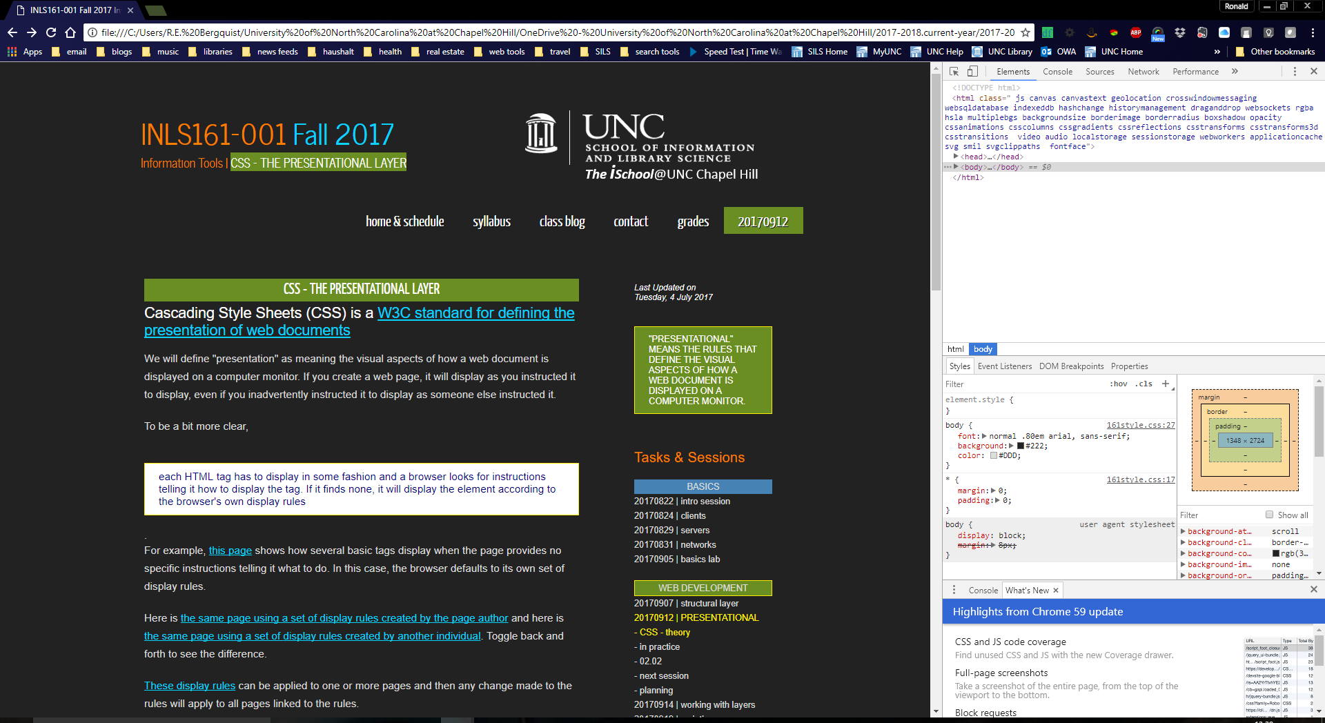 screenshot of the current page viewed in Firefox developer view