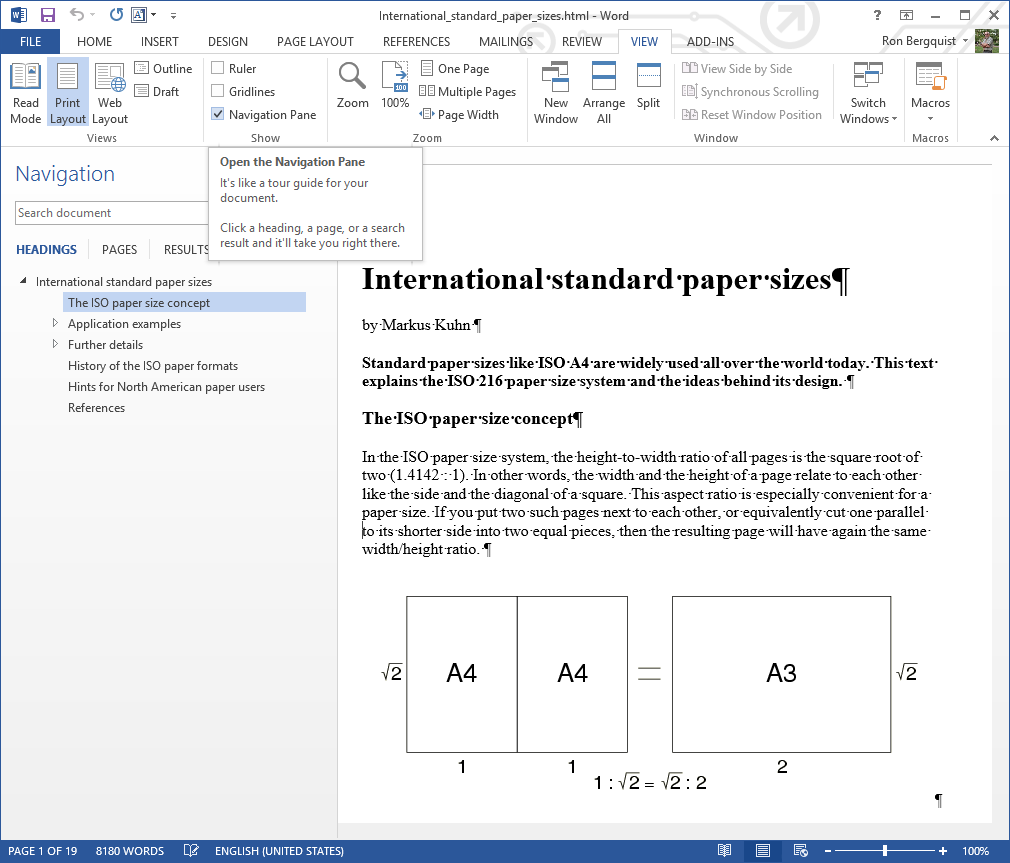 [MSWord 2013 document map]