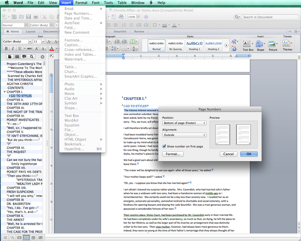 how to make all headers the same in word for mac