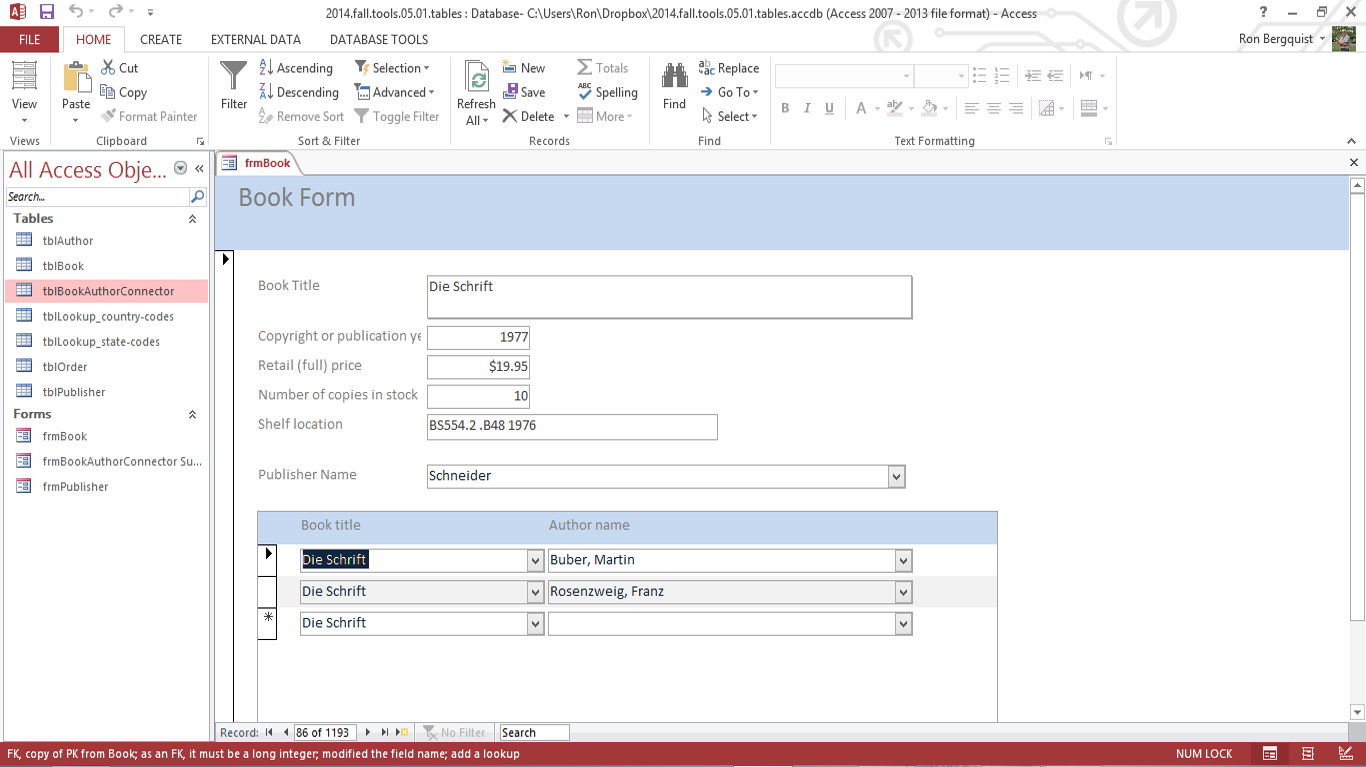 form wizard in use, a form with a subform