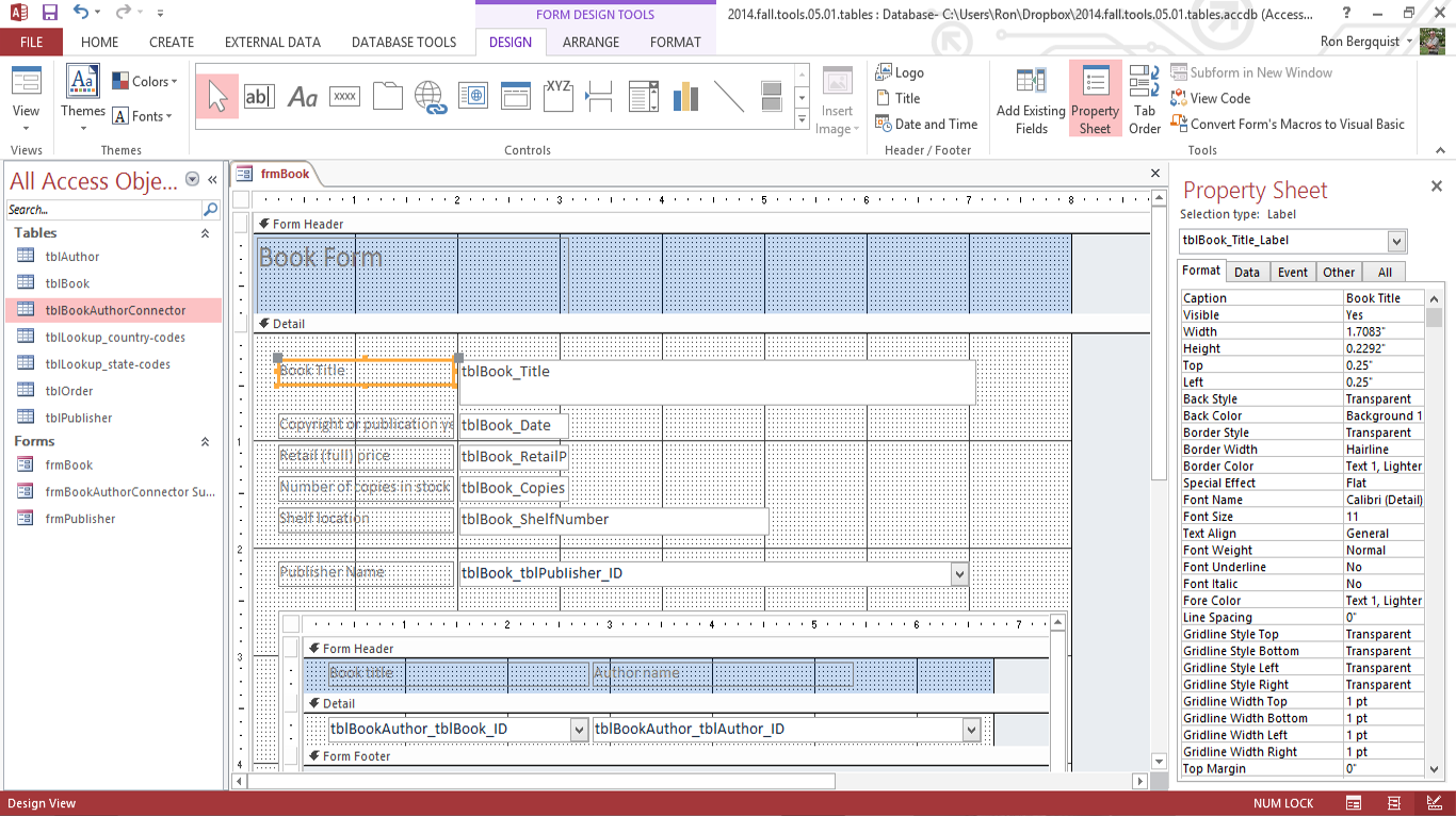 forms design view