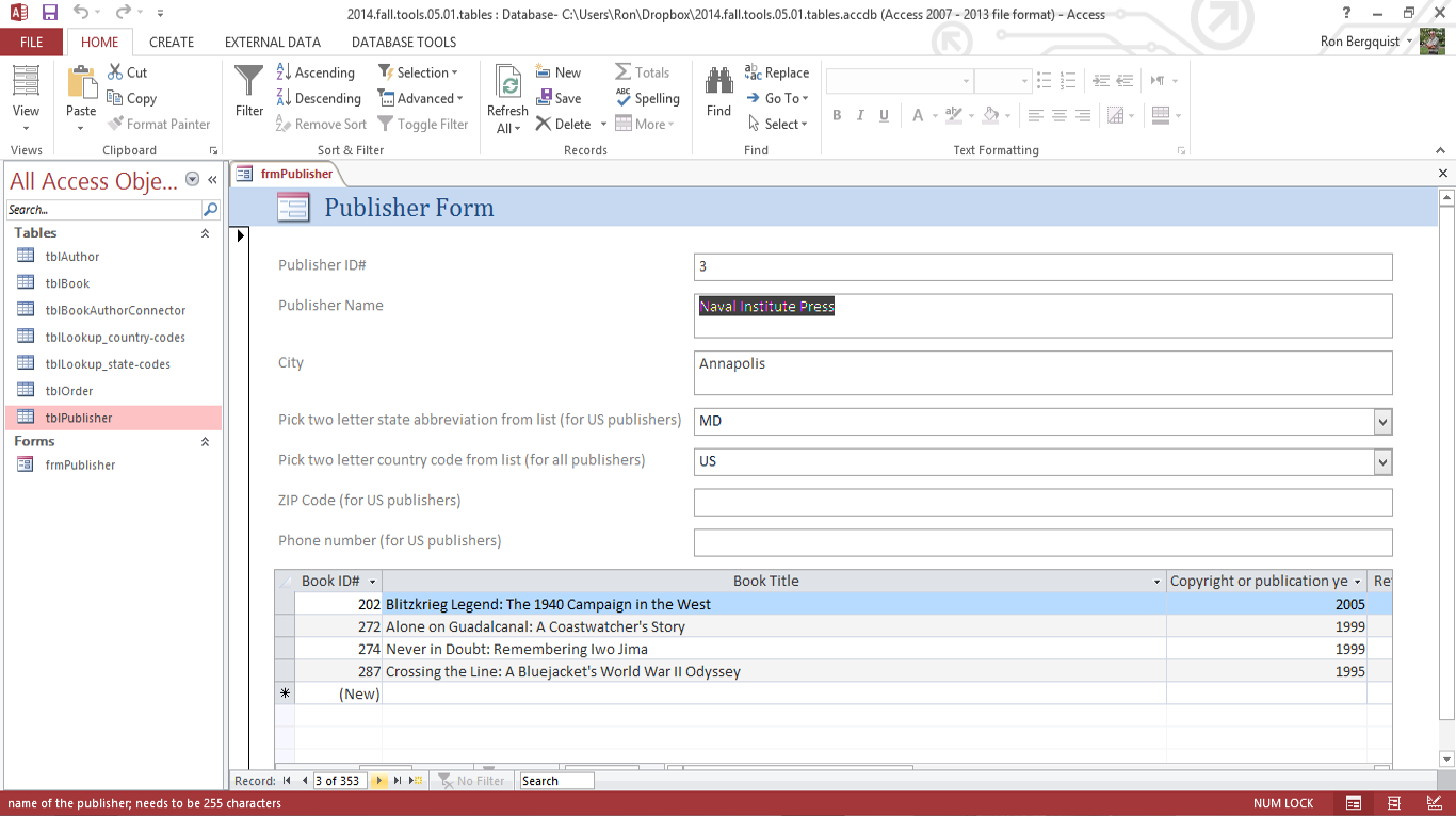 forms with linked tables