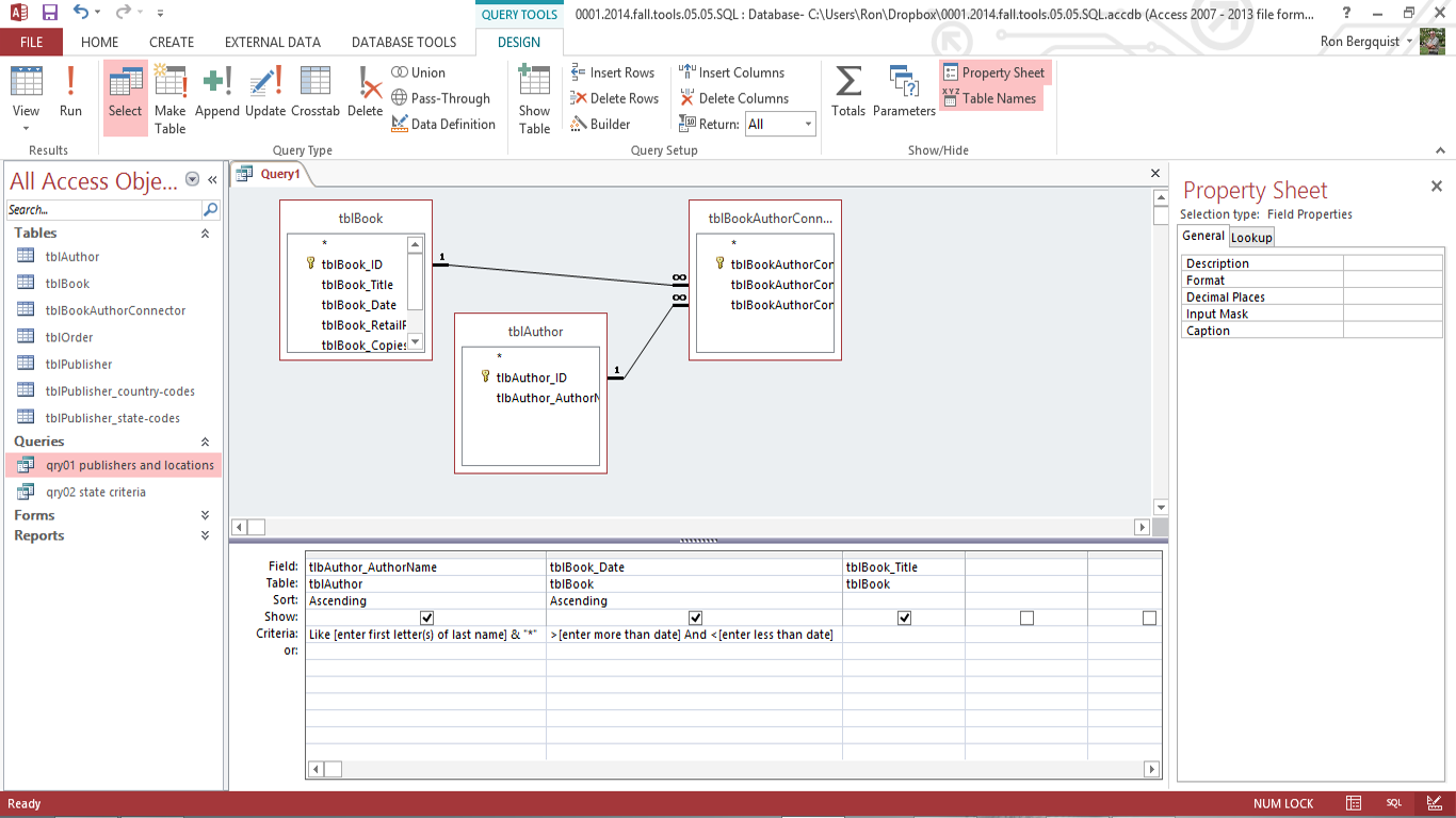 parameter statement in design view