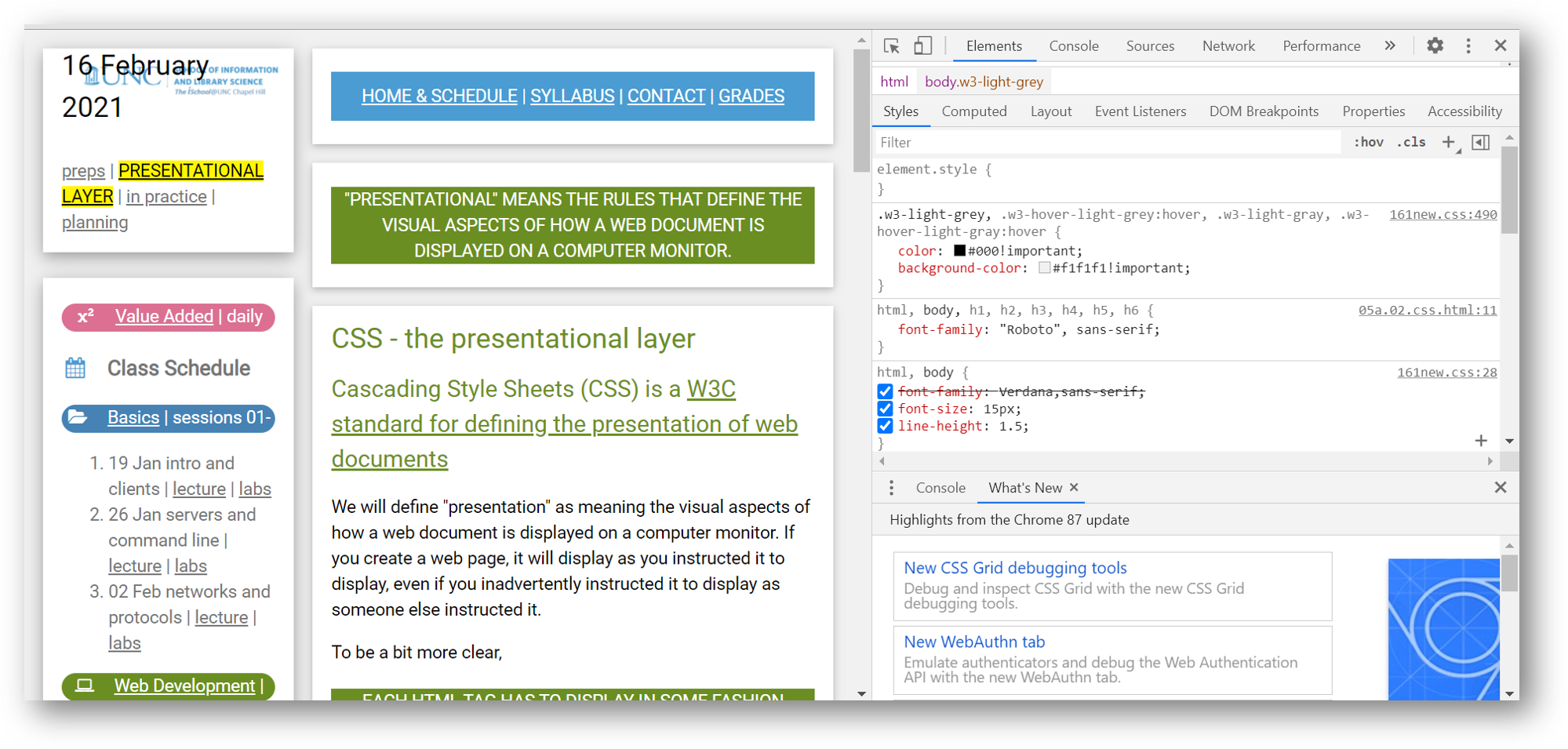 screenshot of the current page viewed in Chrome developer view