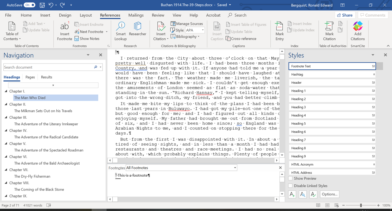 how do i keep footnotes on the same page in word for mac