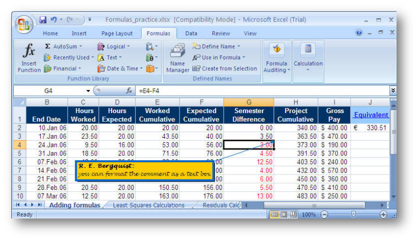 [MSExcel 2007+ adding a comment to a cell]