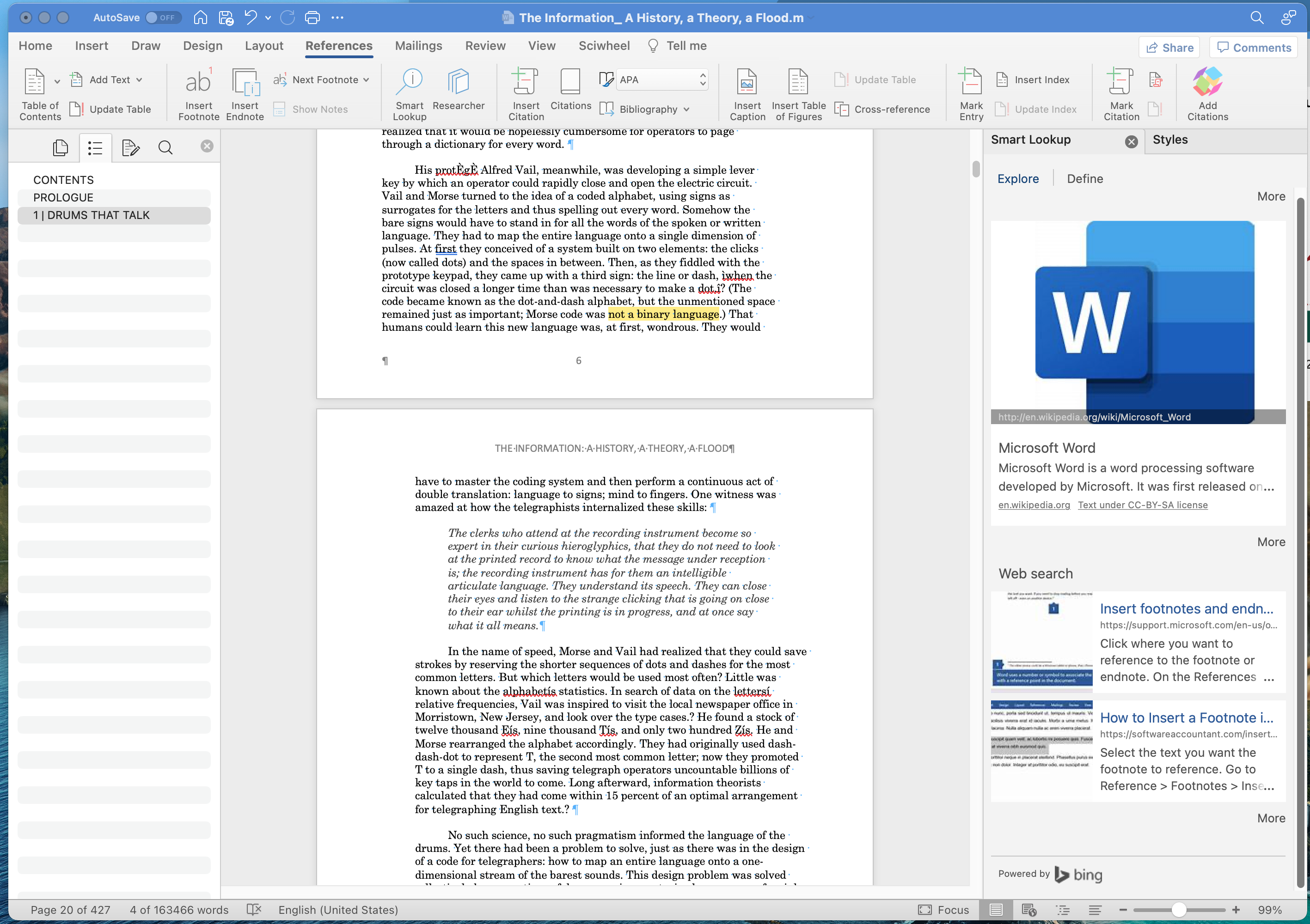 [MSWord 365 foot/endnote tool and location mac]
