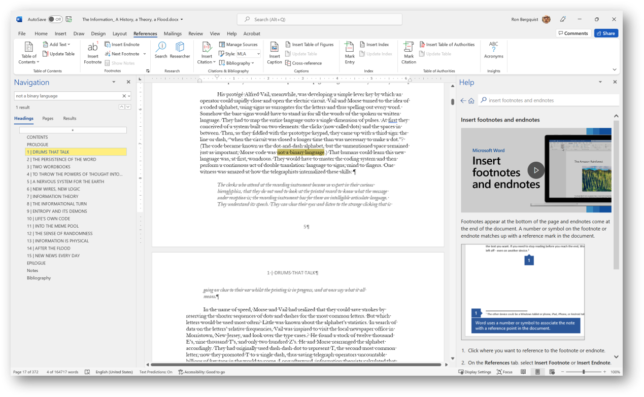 [MSWord 365 foot/endnote tool and location]