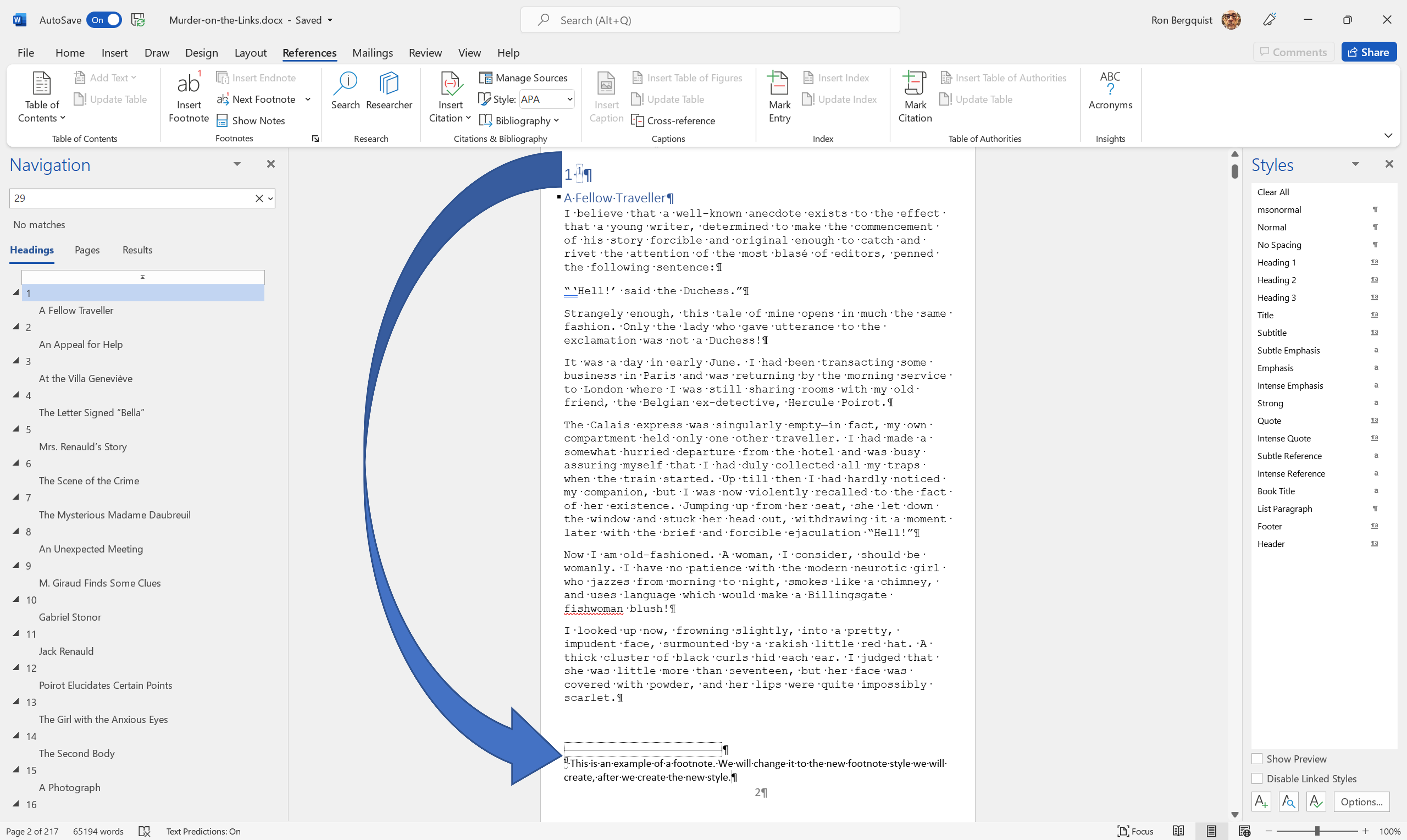 [MSWord 365 foot/endnote tool and location]