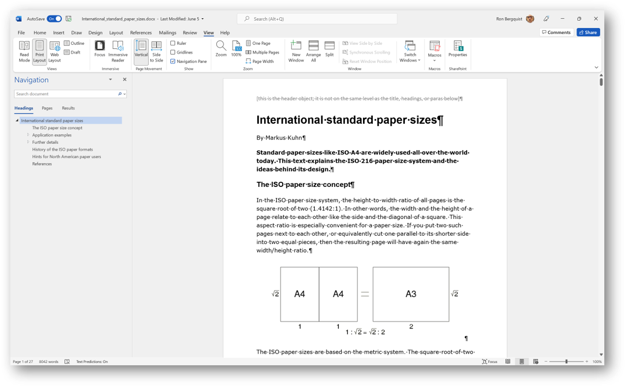 [Office365 print layout view]