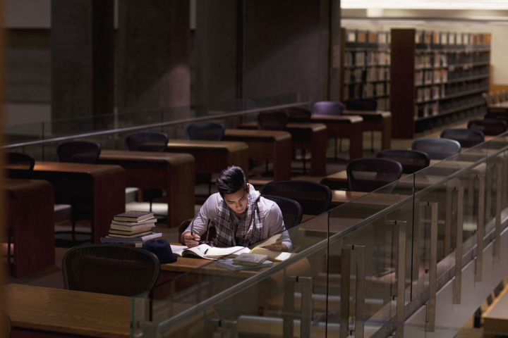 [a student in a library]