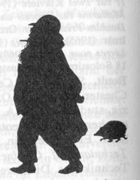 Silhouette of Brahms with hedgehog
