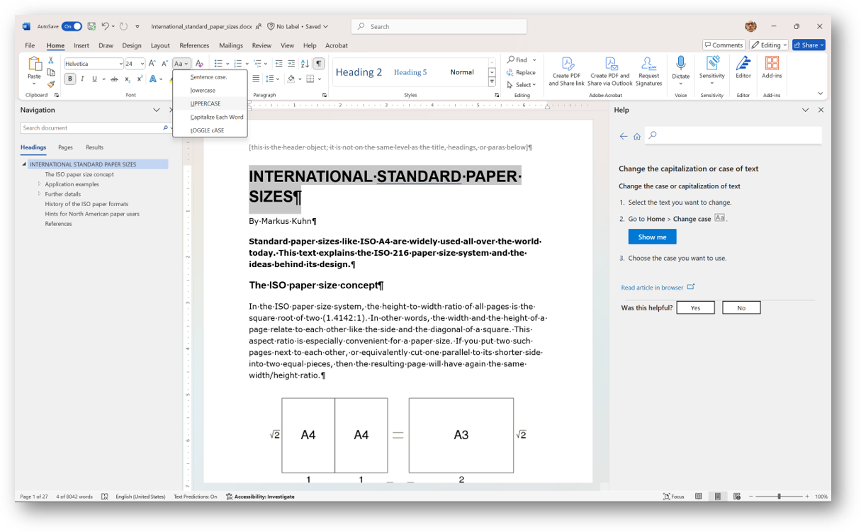 [MSWord change case choices]