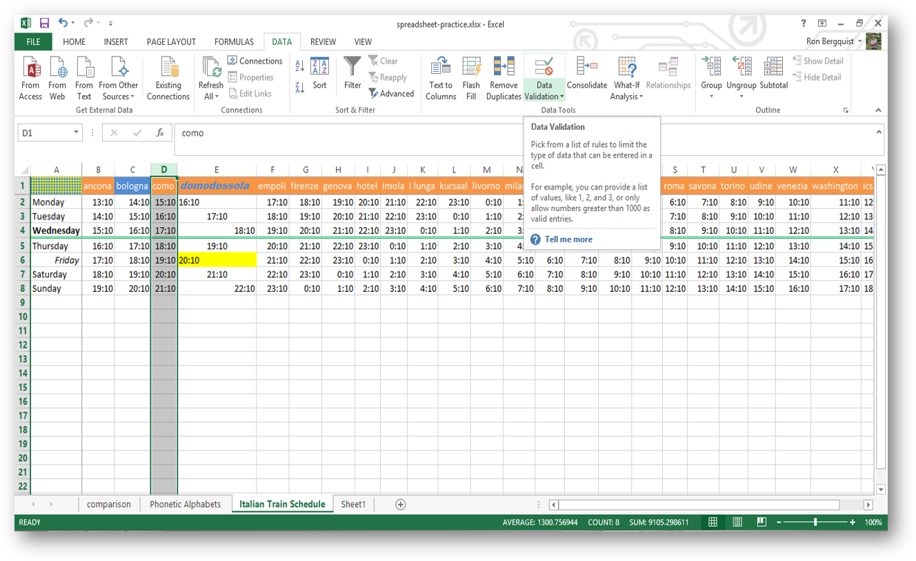 [MSExcel 2013 data validation]