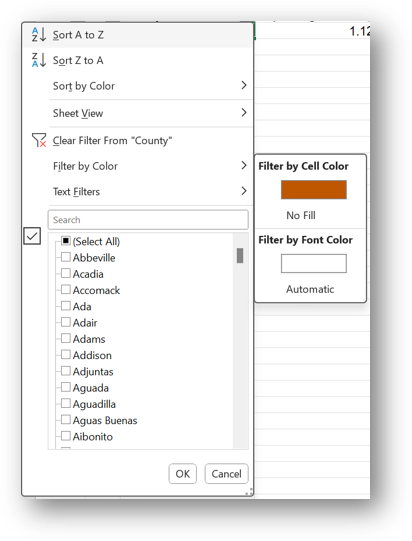 filter by cell formatting - color fill