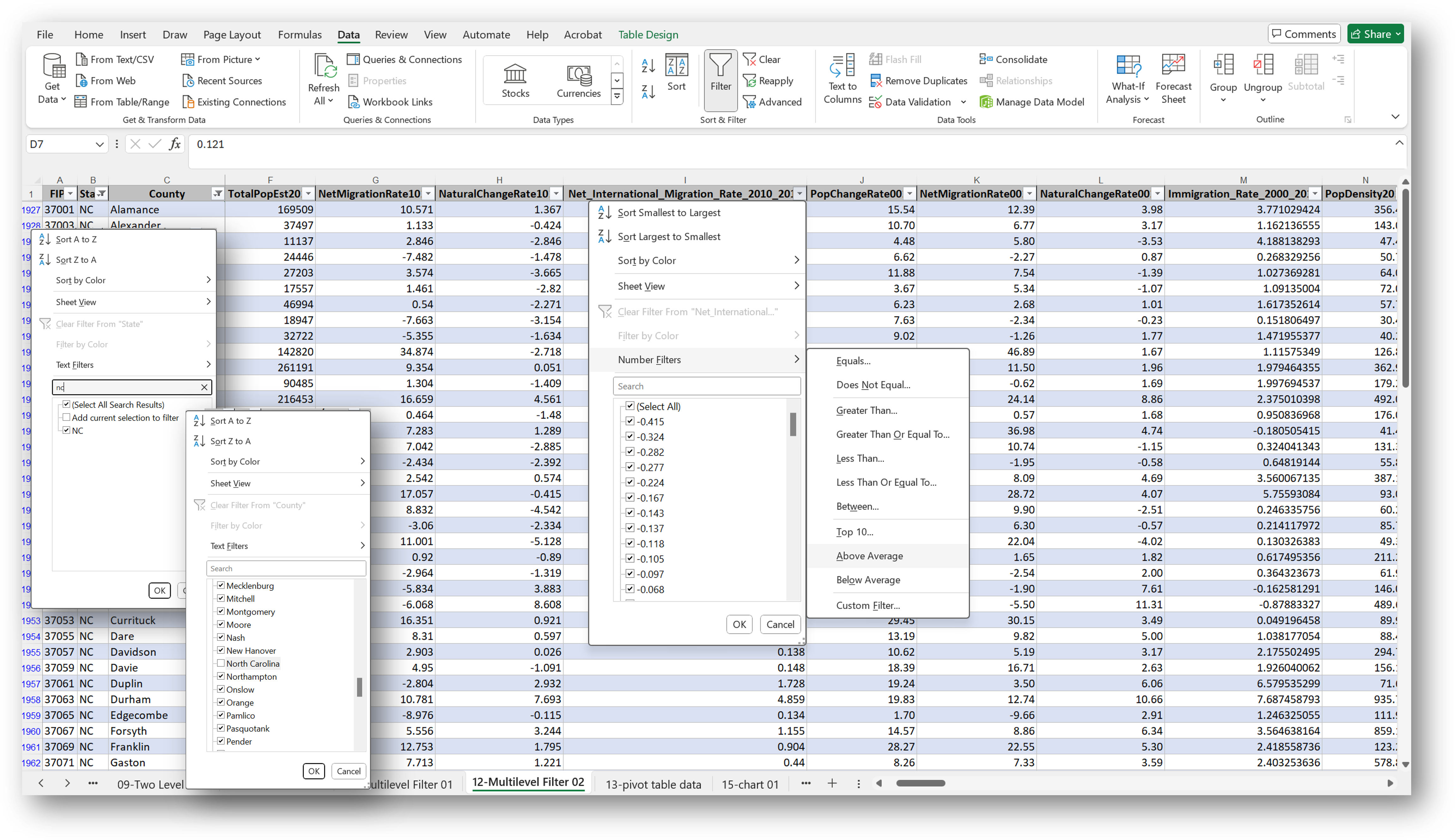 number filter in two columns
