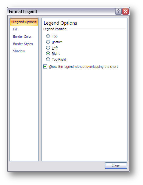 [format legend dialog box]