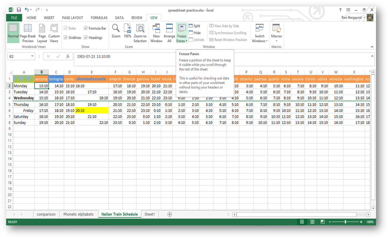 [MSExcel 2013 freeze panes]