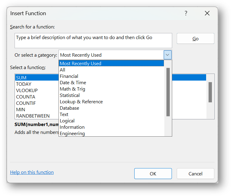 [MSExcel 2007+ functions dialog box]