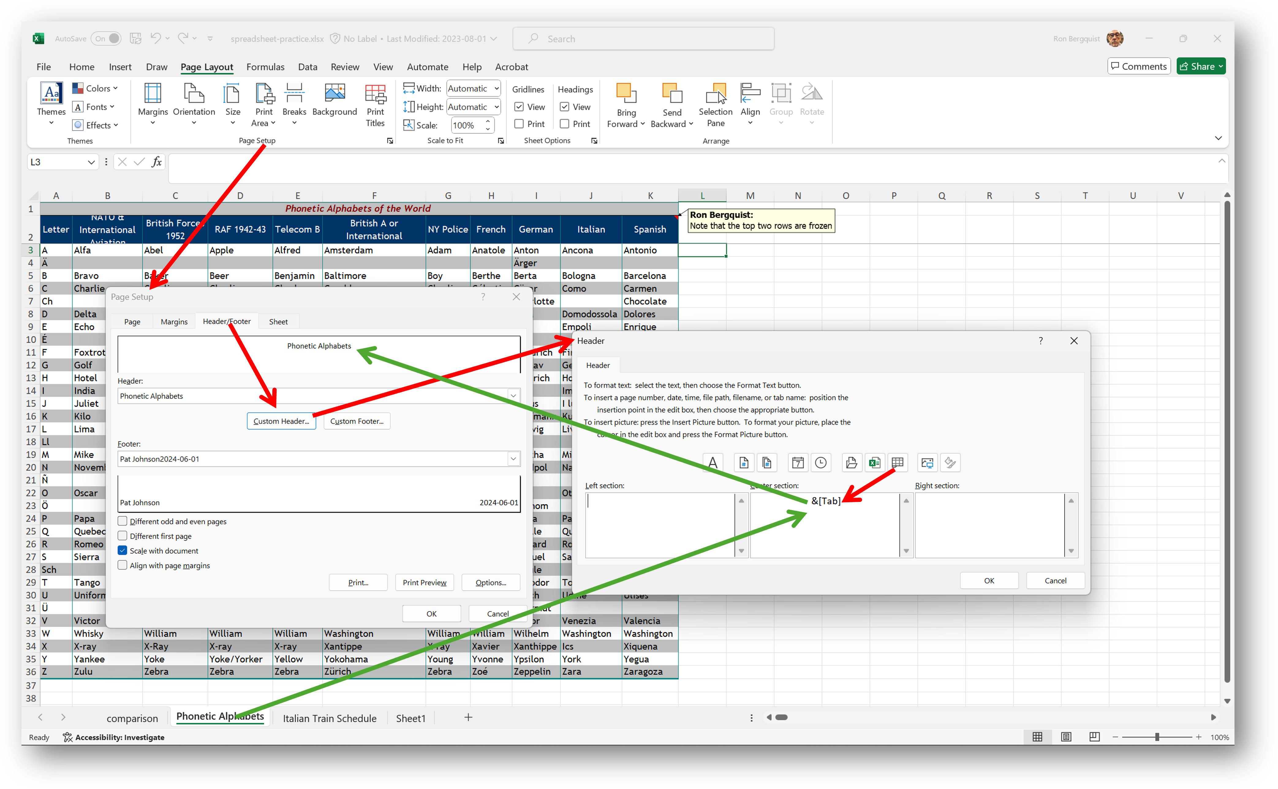 [MSExcel 2007+ header setup dialog box]