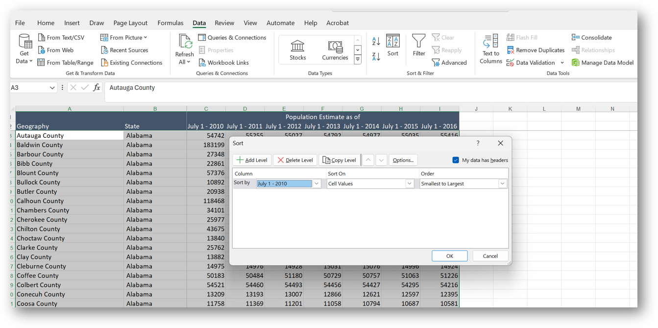 sort rows by values in one column