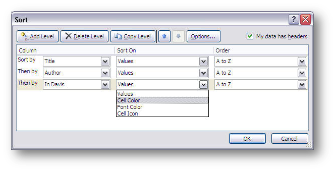 [MSExcel 2007+ sort dialog box]