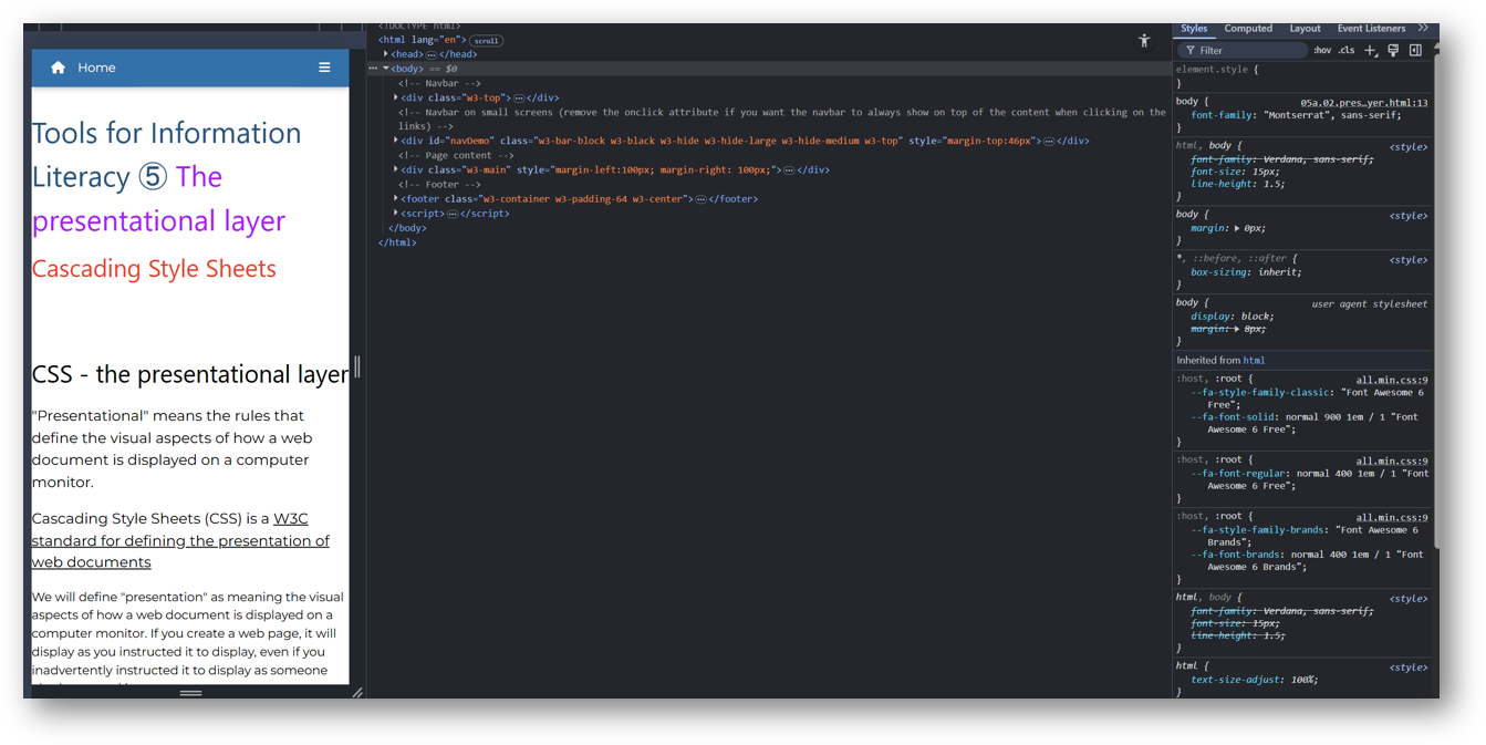 screenshot of the current page viewed in Chrome developer view