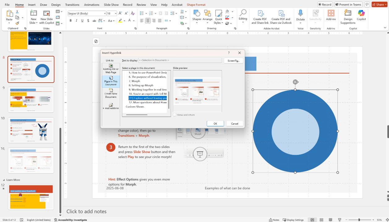 linking between slides
