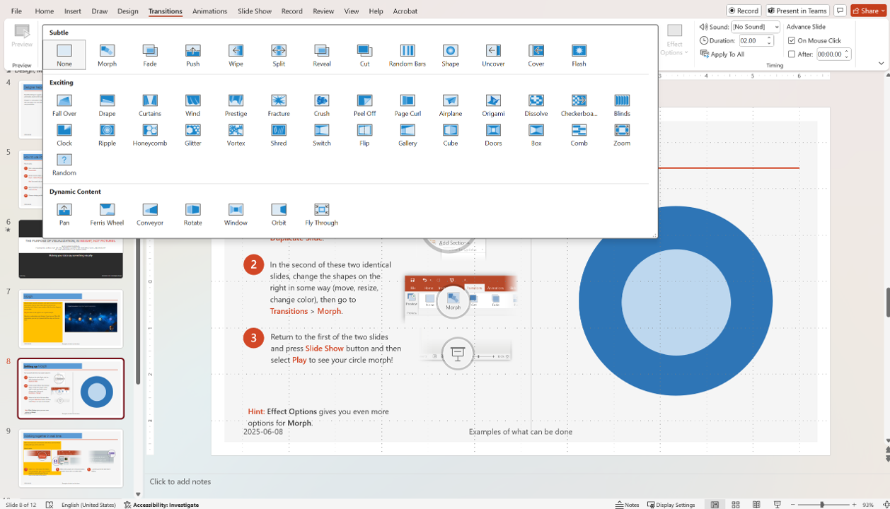 transitions between slides