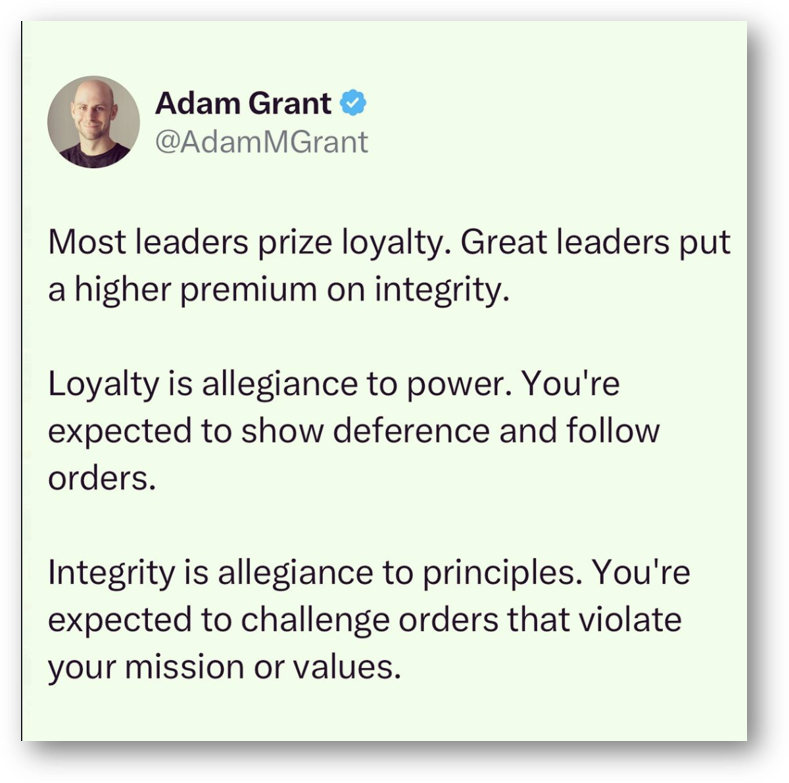 an Adam Grant quote from LinkedIn