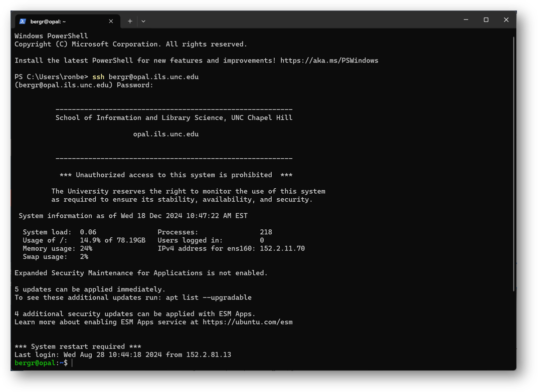 Connect to Remote Host dialog box through PowerShell Terminal
