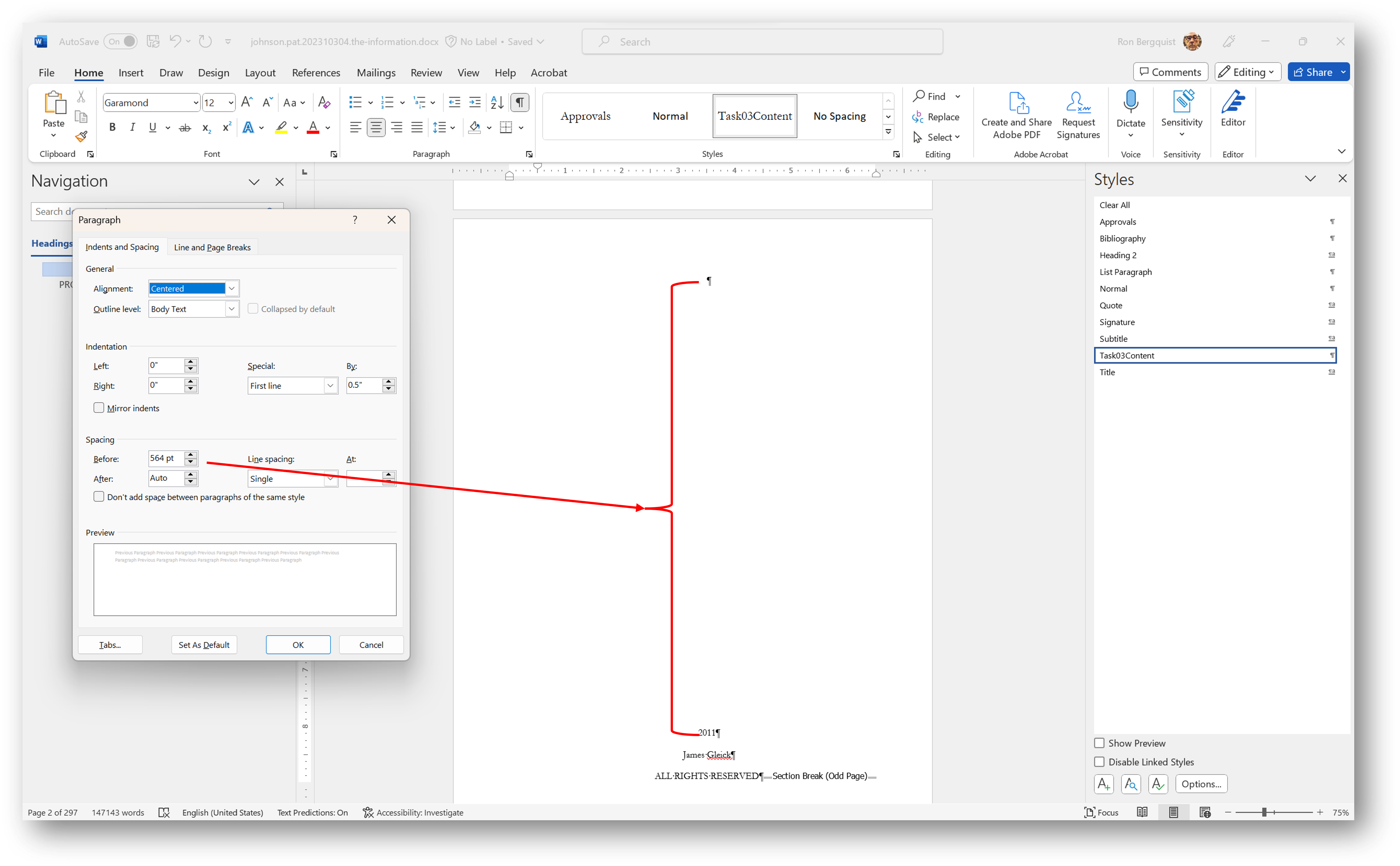 [MSWord 355 modify an instance of text]