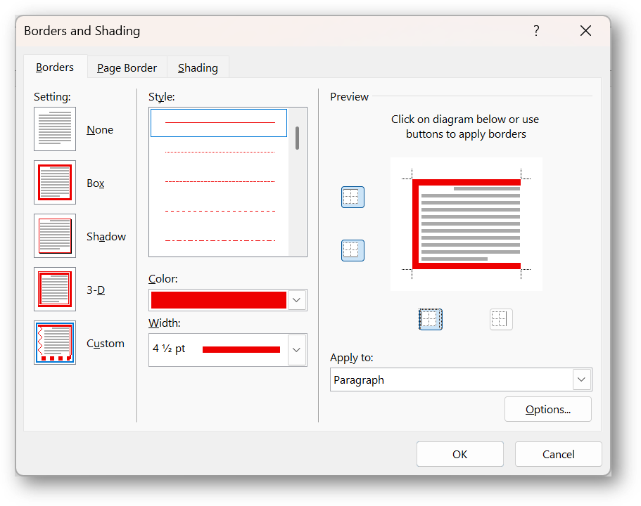 [borders dialog box]