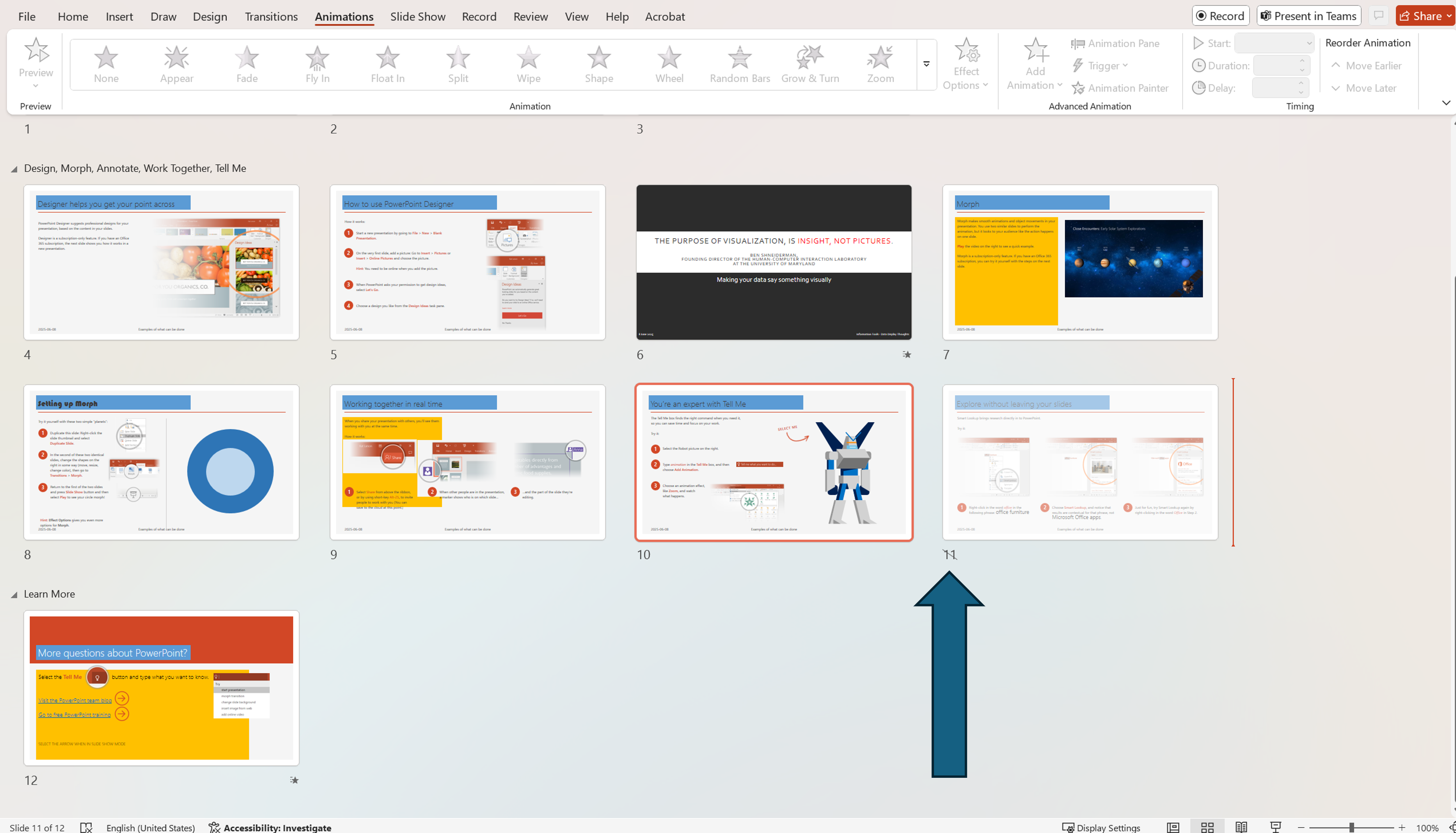 reveal a hidden slide