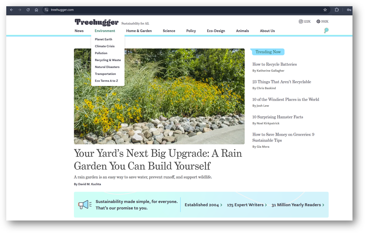 image of Treehugger's home page