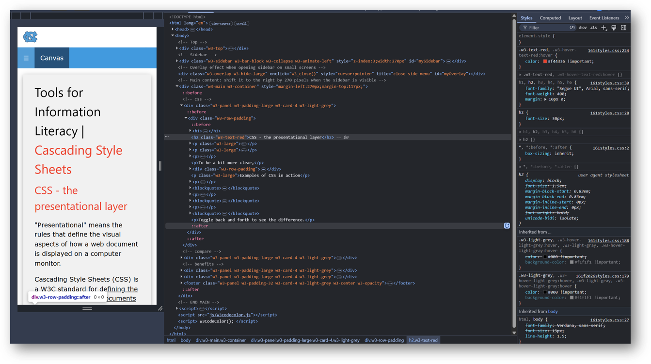screenshot of the current page viewed in Chrome developer view