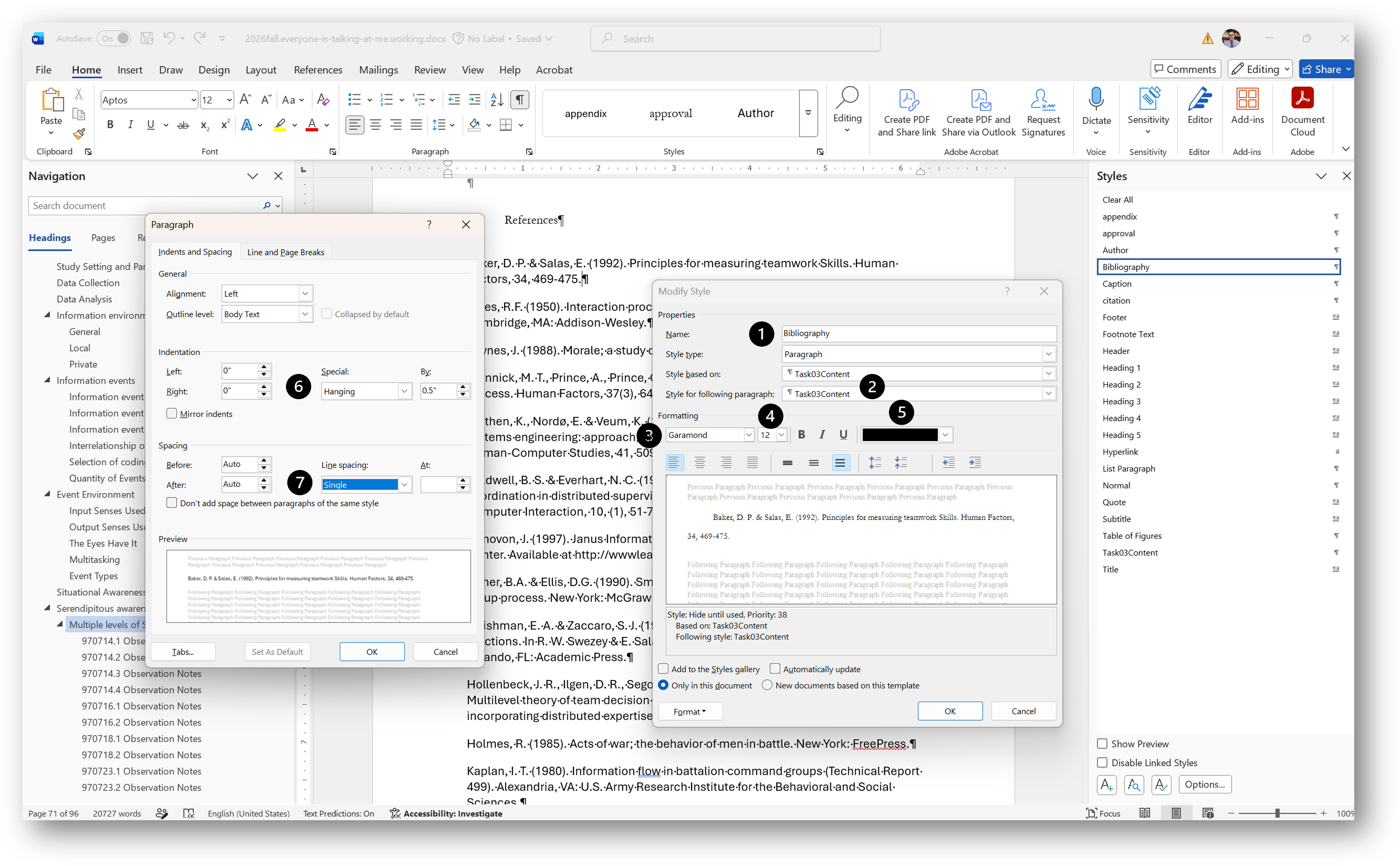 [MSWord 365 styles sidebar]