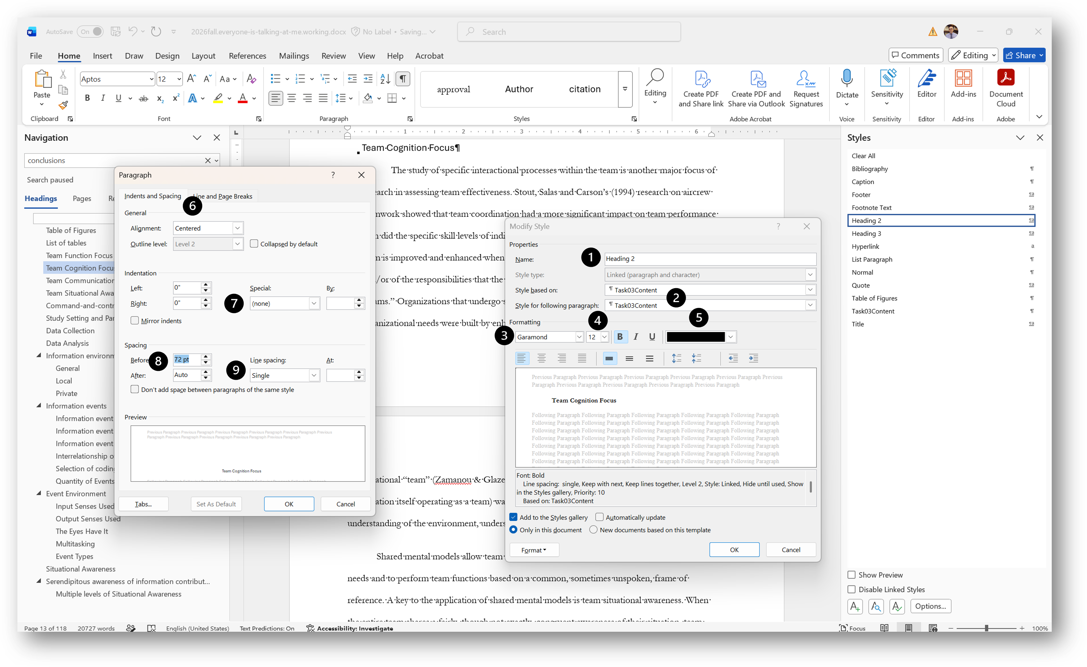 [MSWord 365 styles sidebar]