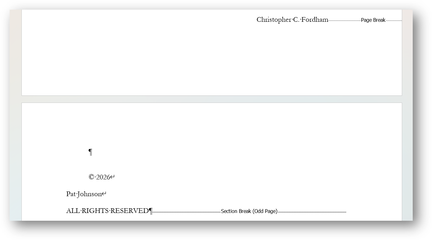 [MSWord 365 page and section breaks]
