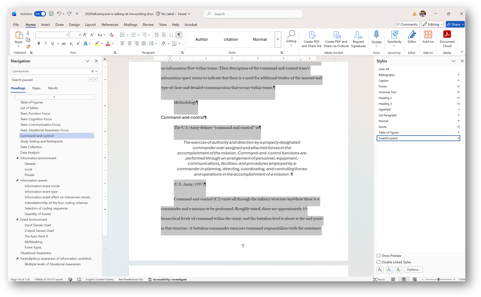 [MSWord 365 styles sidebar]
