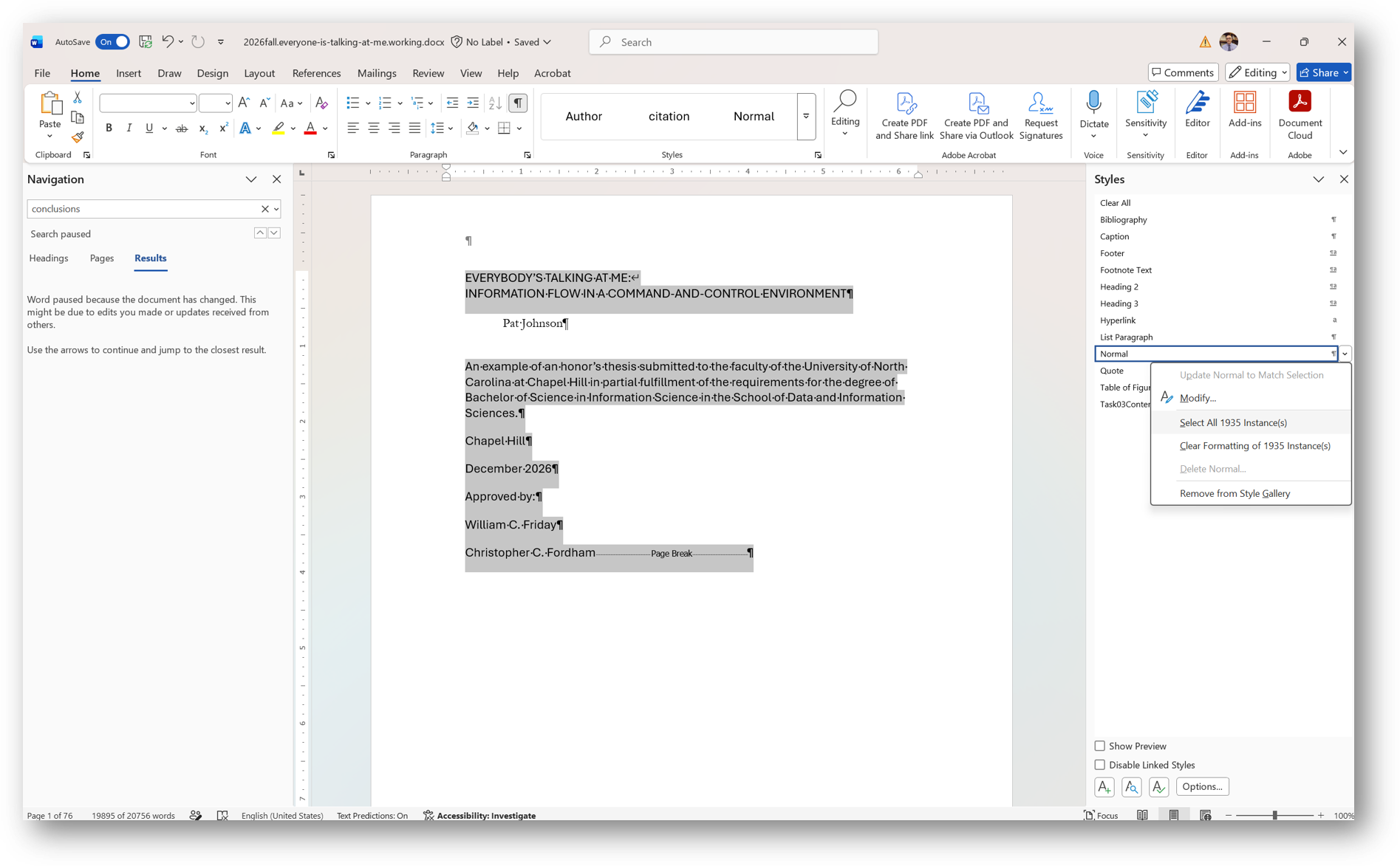[MSWord 365 styles sidebar]