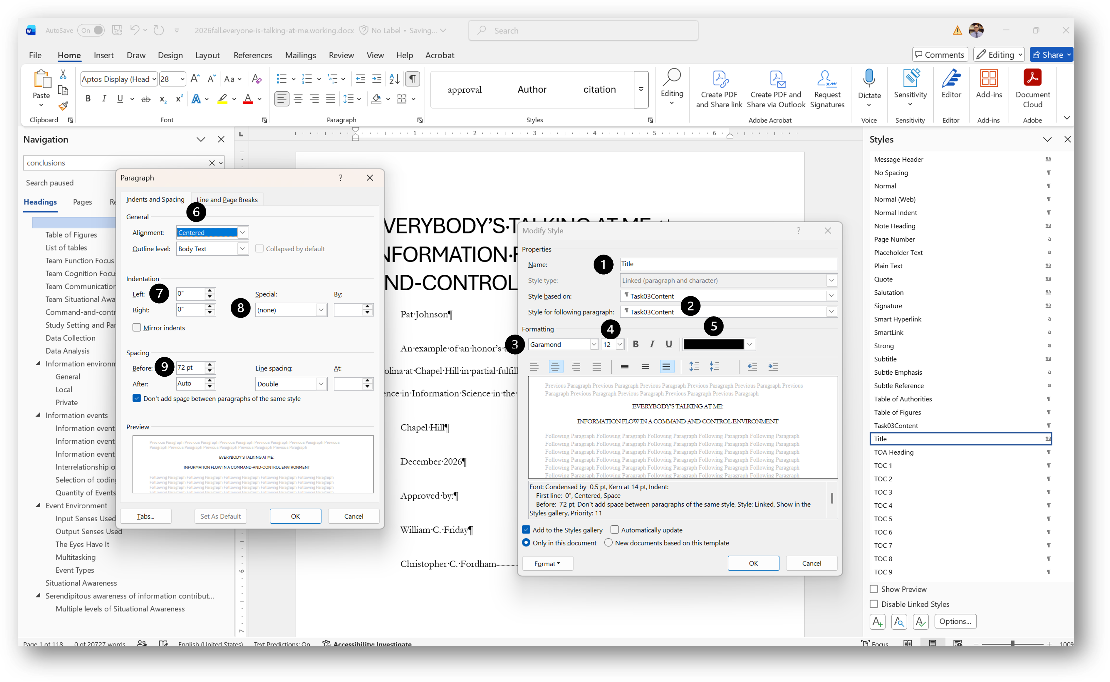 [MSWord 365 styles sidebar]