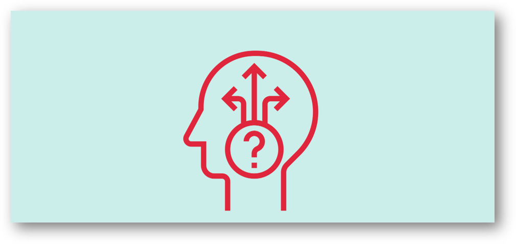 schematic of head with questions and arrows